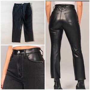 NEW A&F Curve Love Ankle Straight Ultra High Rise Leather Back Jeans
